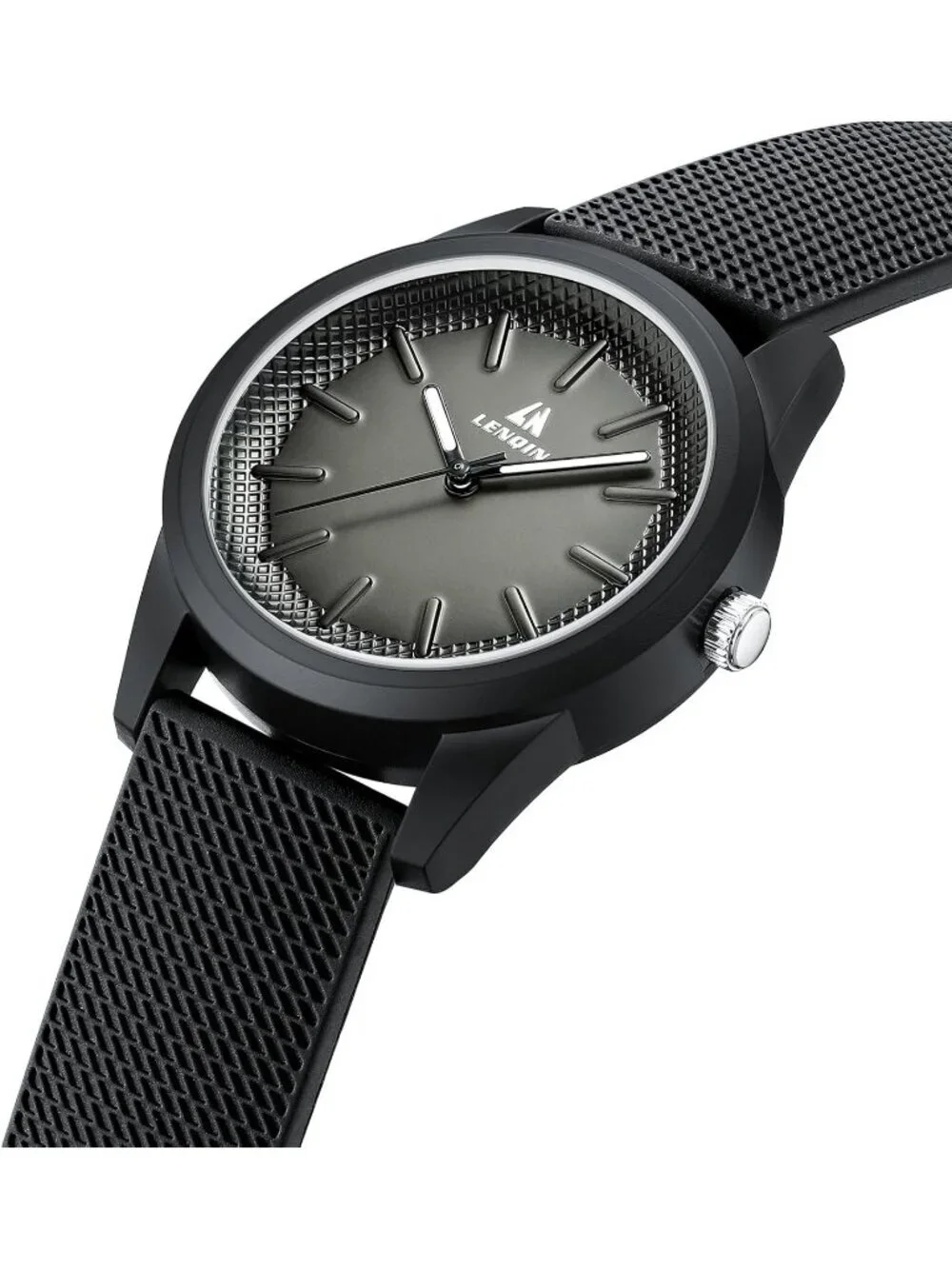 Men's All Black Classic Waterproof Rubber Buckle Analog Quartz Luxury Watch